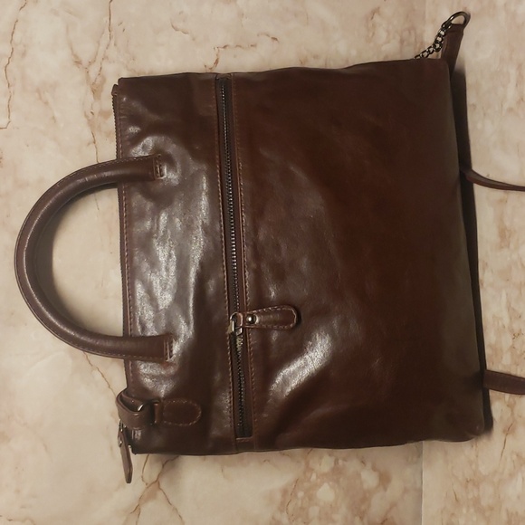 Latico Brown Crossbody Bag with Glossy Leather Finish - Picture 2 of 7